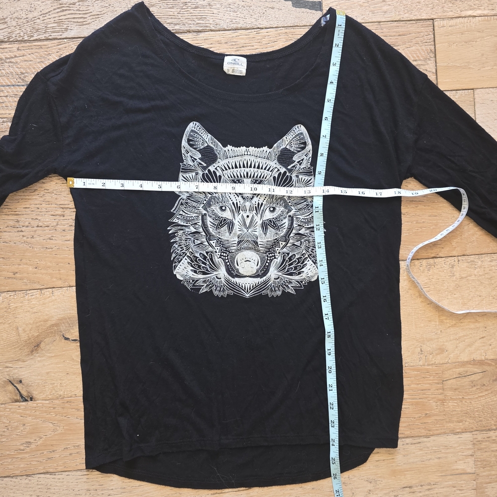 2000's O'Neill Black Wolf Long Sleeve T-Shirt Wolf  y2k tribal skate surf - Picture 4 of 5